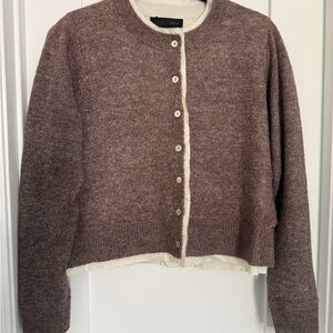 Zara COMBINATION KNIT CARDIGAN - Mink color